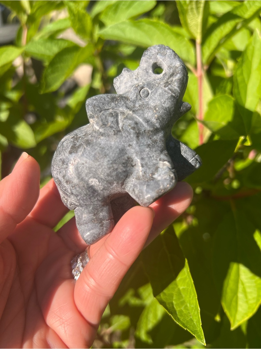 Larvikite (1) elephant carving | crystal
